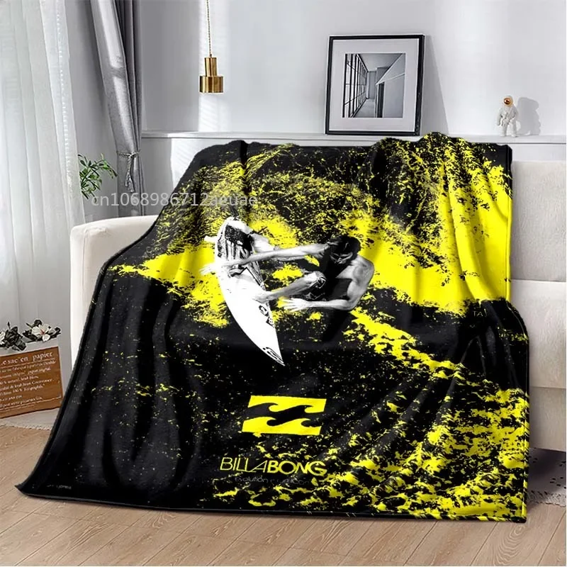 Skate B-Billabong Flannel Blanket Logo Pattern Printed Lightweight Warm Plush Bed Sofa Chair Blanket