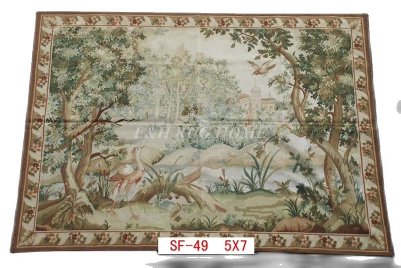 

Free Shipping 5'x7' Handmade wool aubusson tapestry gobelin carpet, wall hanging tapestry wool tapestry paintings