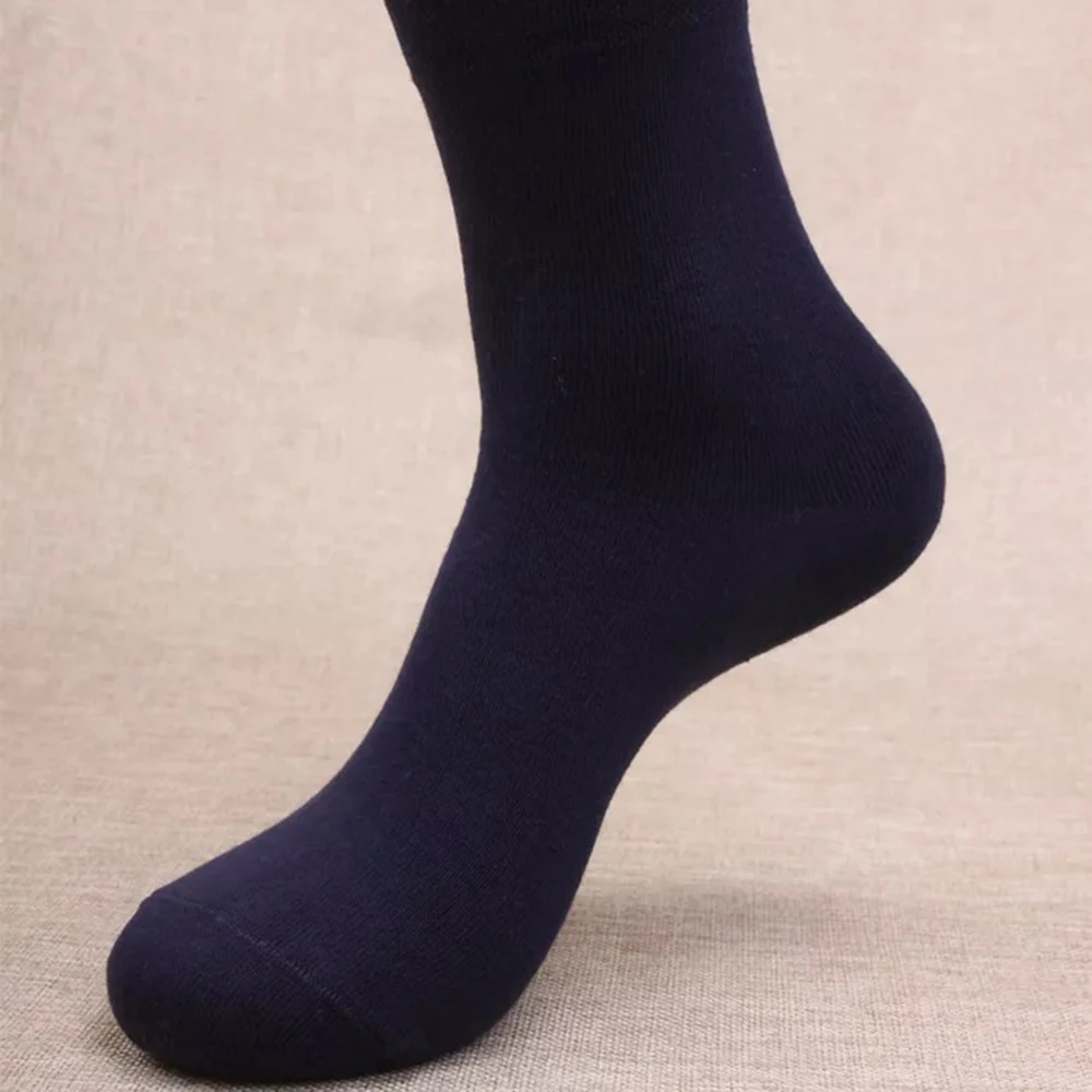 1 Pair Autumn Winter Men Cotton Socks Sweat Absorbent Comfortable Thick Breathable Sports Socks Solid Color Male Socks