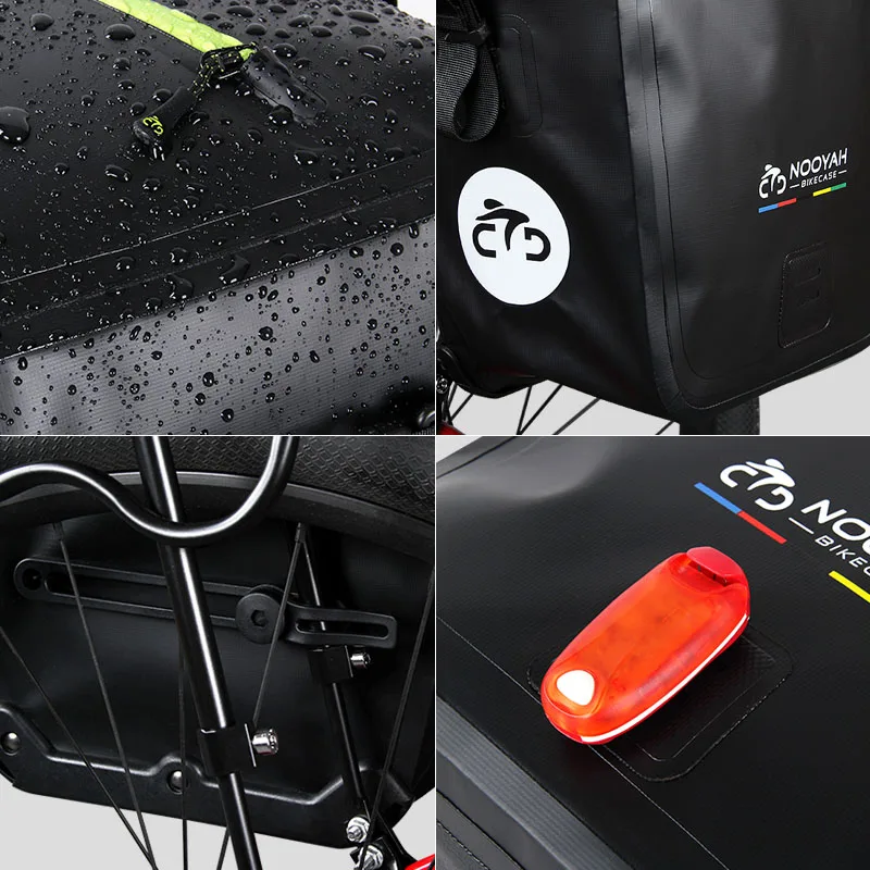 NOOYAH Bike Bag Waterproof Bicycle Pannier Bag Rear Rack Cycling Bag Travel Tail Seat Trunk Bag Luggage Carrier Bike Accessories