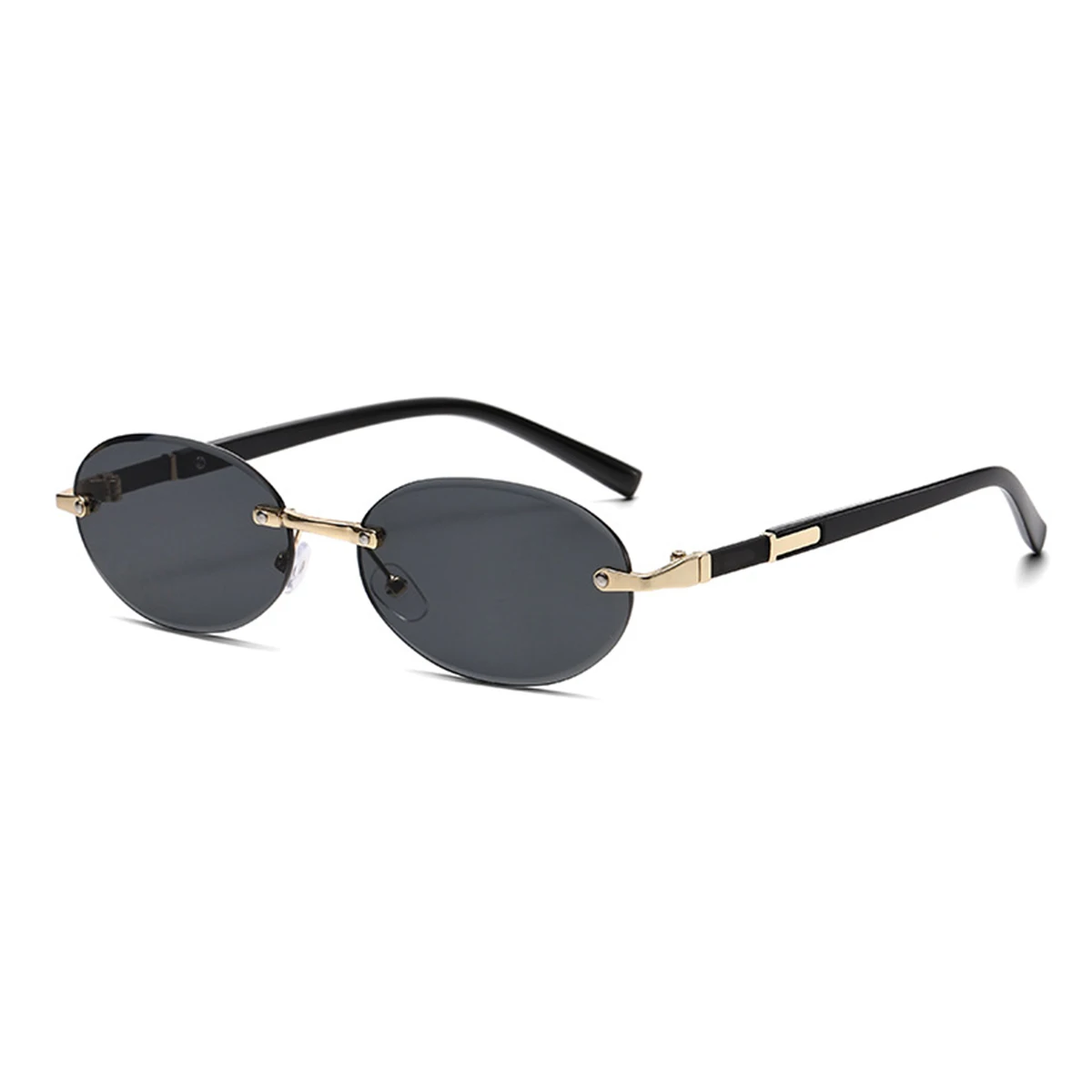 Trendige Sonnenbrille mit geschnittenem Rand, personalisierbar, ovaler Rahmen, neue rahmenlose Spicy Girl Hip-Hop-Sonnenbrille, Metall-DAMEN-Sonnenbrille, Herren-Su – Detail 6