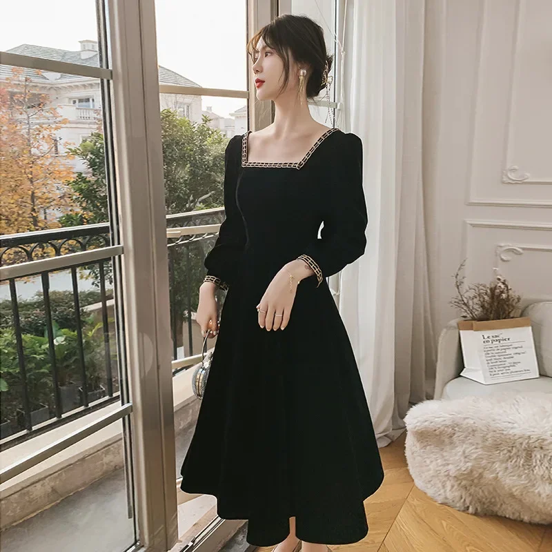 Elegant Black French Style Evening Dress 2022 New Luxury Lightweight President Dress Suitable For Daily Wear