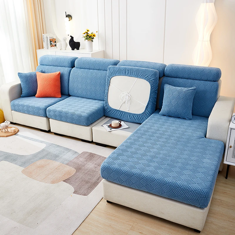 thick jacquard plush sofa cushion cover chalse long back cushion slipcover stretch protector for 1/2/3/4 seat couch cover