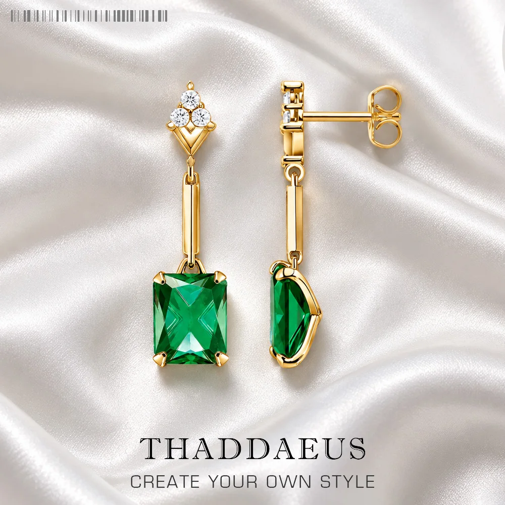 Dangle Earrings Green Stones Fine Jewelry For Women Summer Brand New Real Sterling Silver 925 Vintage Gift