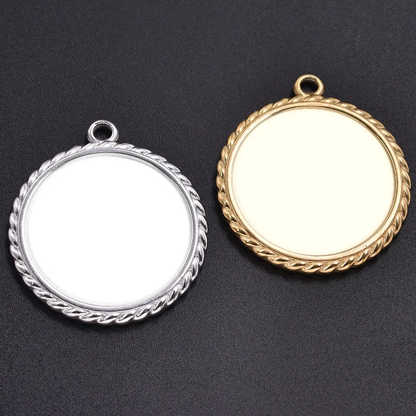 2pcs 2024 Popular Round Charm Stainless Steel Pendant Diy Jewelry Handmade Women Men\'s Party Versatile Necklace Accessories Gift