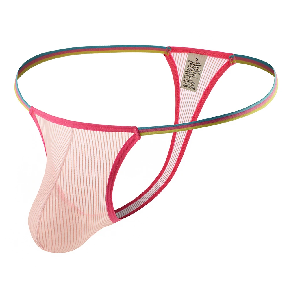 سراويل داخلية للرجال قابلة للتنفس تتميز بتصميم كيس منتفخ ملابس داخلية منخفضة الارتفاع على شكل حرف T للأنشطة اليومية