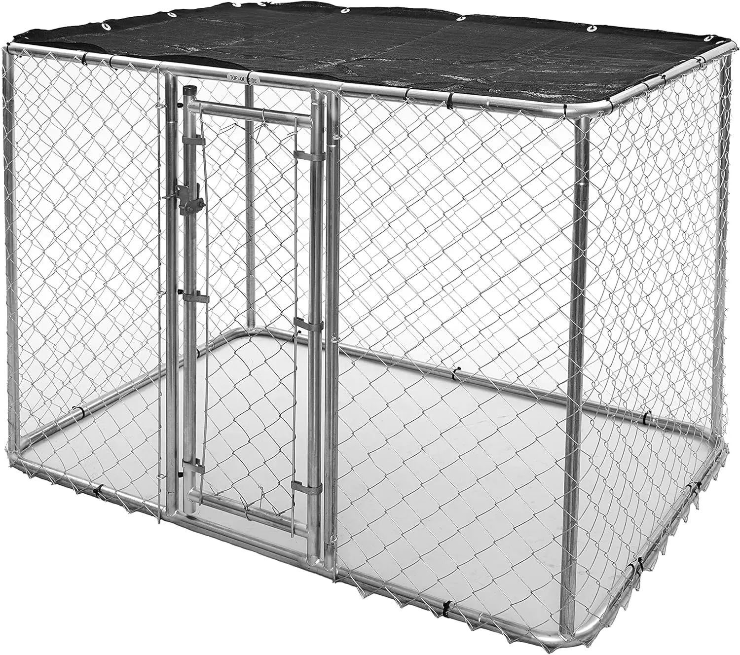 Chain Link Portable Kennel with a Sunscreen, 6 by 4 by 4-Feet