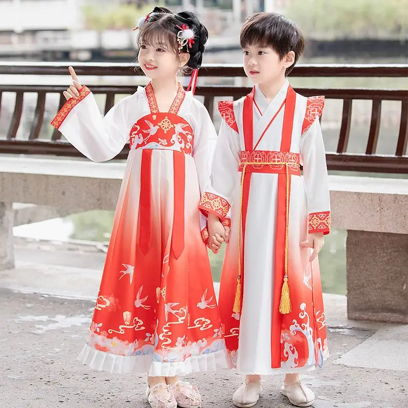 

Комплект древнекитайской одежды - Полный набор Ханьфу эпохи Тан для детей и подростков, традиционный костюм для изучения китайской культуры и повседневной носки, детские костюмы 2026