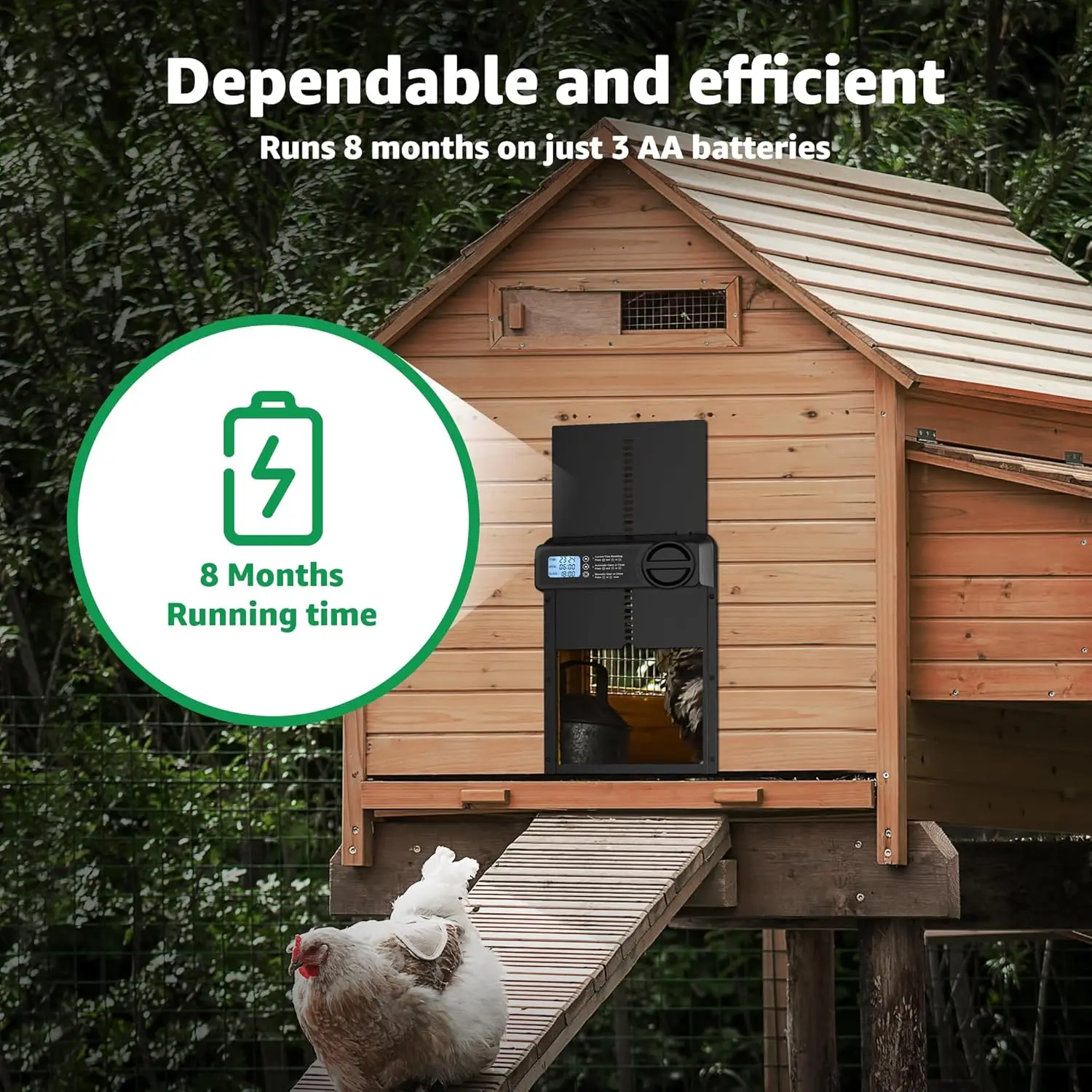 Fully Automatic Chicken Coop Door with Intelligent Timing Opener Battery Powered Farm Automation Tool for Easy Coop Management