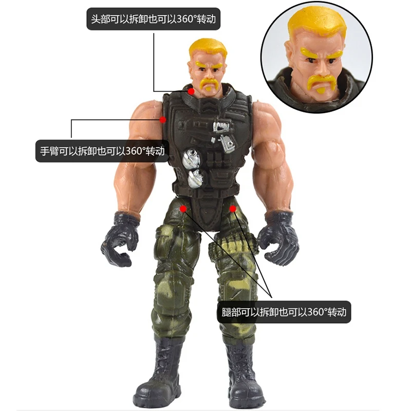 Military Soldier Toy Model Simulation Police Figure Joints Movable With Weapons Scene Ornaments Boy Gifts 6pc/lot