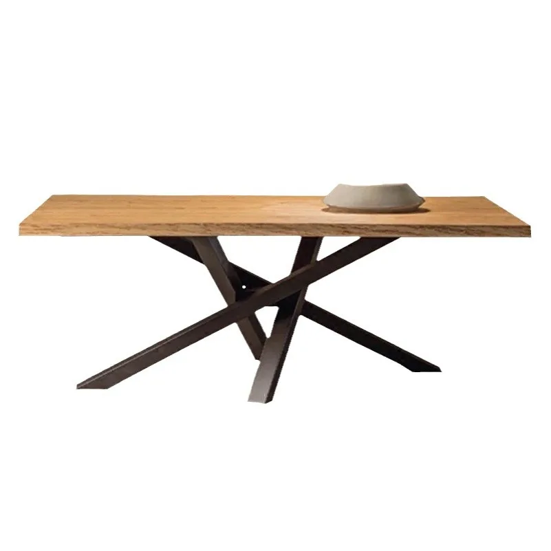 xx-Durable Simple Solid Wood Surface Metal Desk Iron Study Writing Computer Rectangular Negotiation Creative Modern Storage*