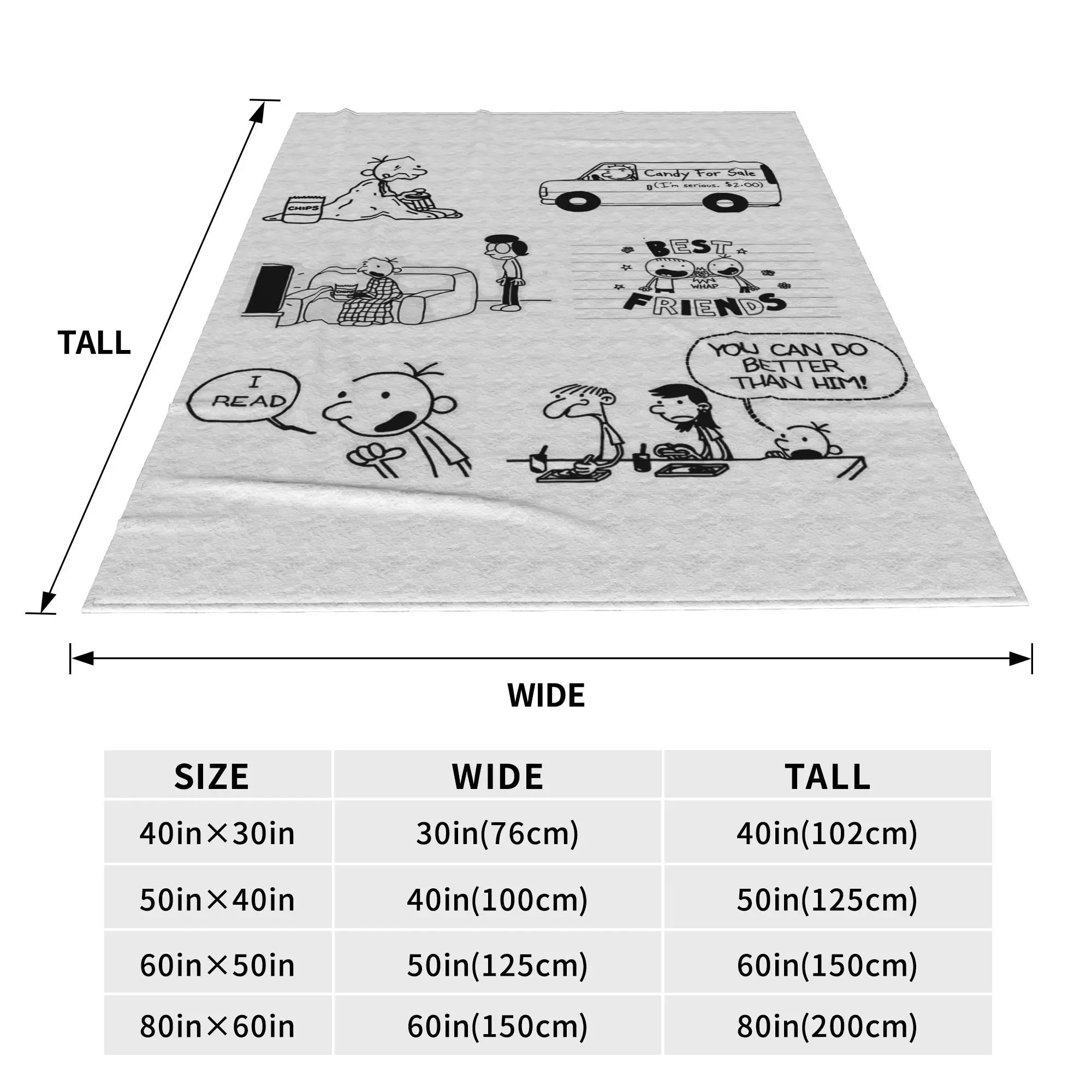 Wimpy Kid Blanket Soft Warm Flannel Throw Blanket Plush for Bed Living room Picnic Travel Home Sofa