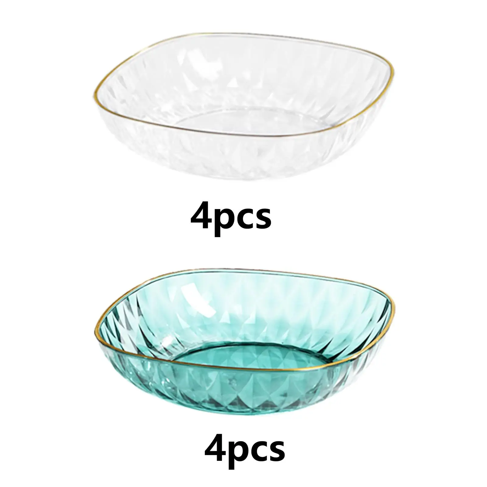 

4Pcs Fruit Plates Household Transparent Serving Tray for Chips Home Birthday