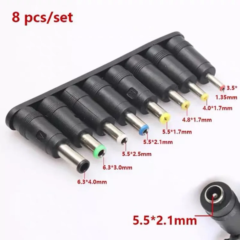 1Set DC Power Jack Female Plug 8-in-1 10-in-1 Adapter Connectors 5.5*2.1mm To 3.5/4.0/4.8/5.5/5.2/6.3/6.0 Male Tips Adaptor