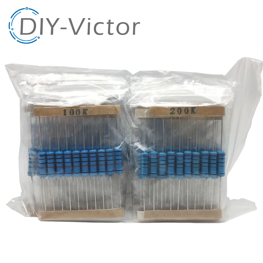 230 pcs 2W Metal film resistor 1% 22R~1M 22R 51R 100R 1K 62K 82K 100K 120K 150K 180K 200K 220K 240K 300K High pressure resistor