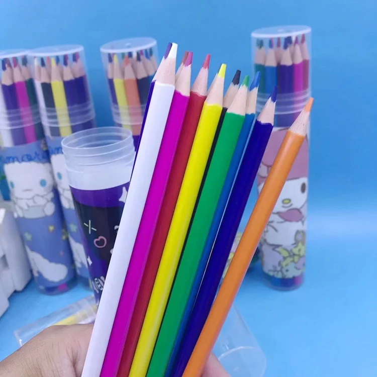 Sanrio 12-48 Color Barrel Erasable Colored Pencil Children's Color Pen Kindergarten Drawing Color Pen Student Graffiti Pen