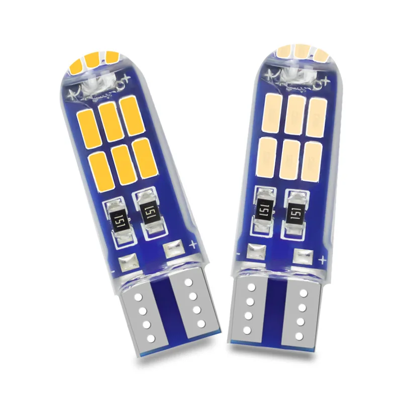 

10 pcs T10 4014 15SMD Silicone LED License Plate Light High 6000K Color Temperature Wide Light 12V Socket Car Light Accessories