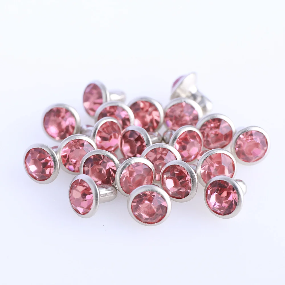 QIIY 6/8 mm Glasnieten Strass Glitzer Kristall AB Silber Rand Steine Ohrstecker mit Pflege Strasssteinen für DIY Kleidung Dekoration – Detail 6