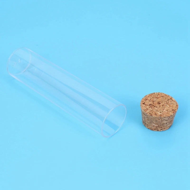 200Pcs 25X95mm Flat Bottom Tea Plastic Test Tube Drosophila Vials Culture Tube With Cork Stoppers