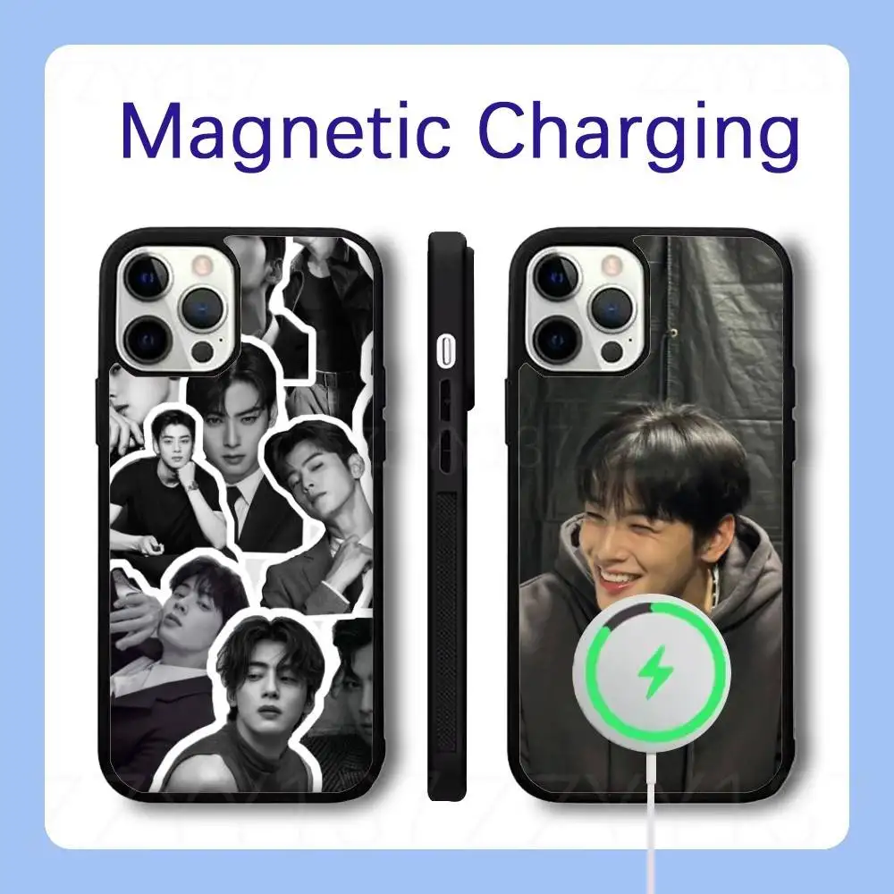 

Cha Eun Woo Phone Case For iPhone 16,15,14,13,12,11,Pro,Max,Plus,Mini,SE Magsafe Magnetic Wireless Charging
