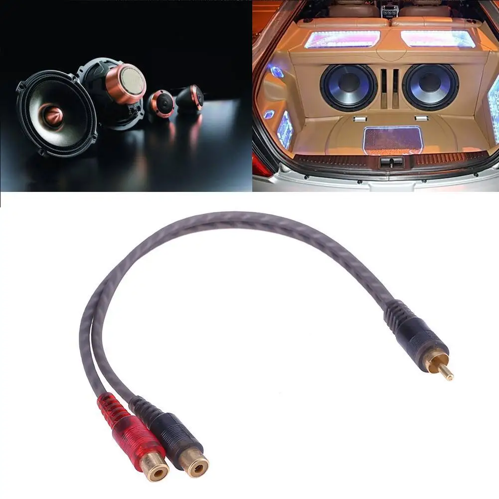 RCA 1 Male To 2 Female Audio Speaker Y Adapter Splitter Cable Y Adapter Splitter Connector for Car Audio System Subwoofer Player