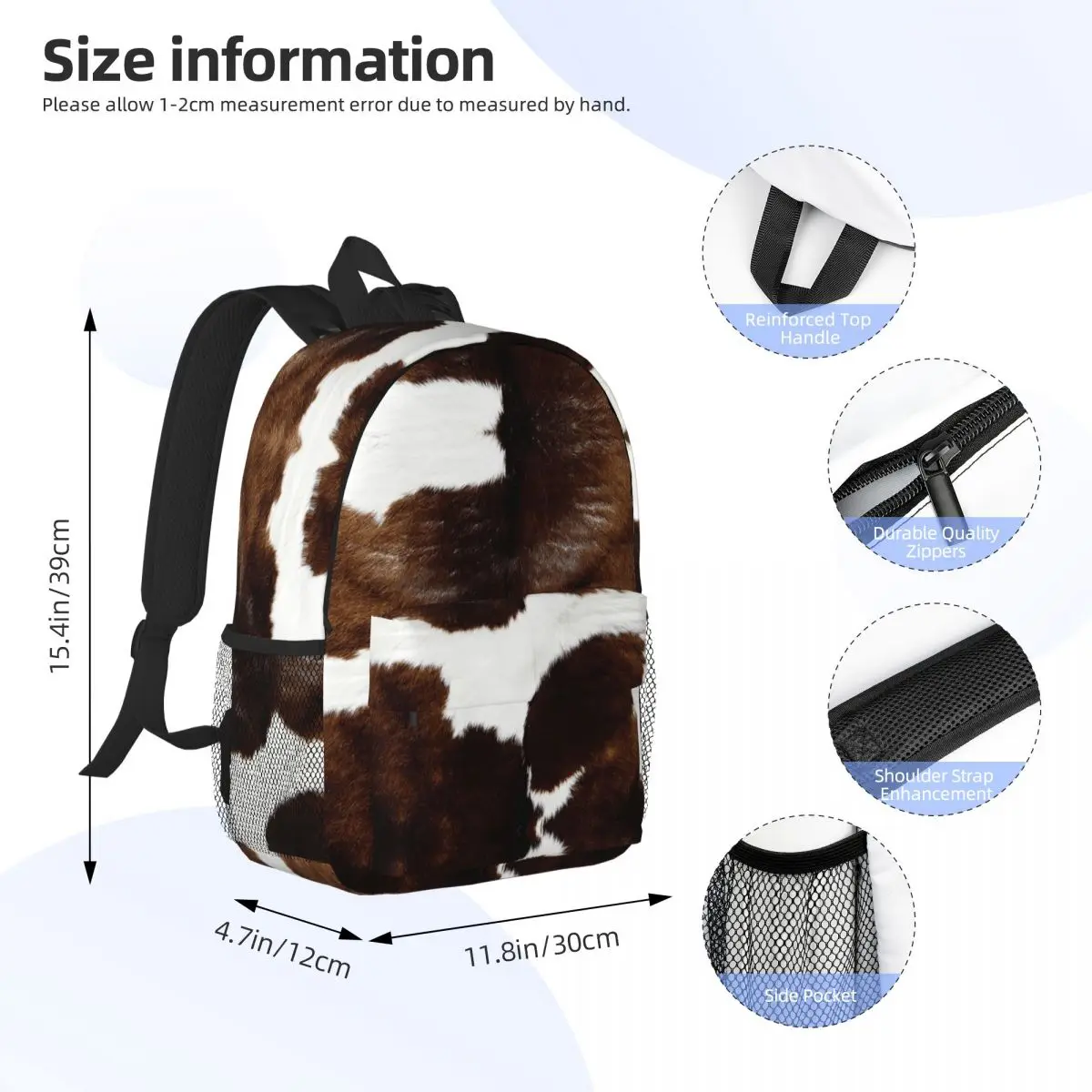 ريفي مزرعة البقرة طباعة حقيبة الظهر رائجة البيع Daypack سعة كبيرة بنين بنات BookBag حقائب كتف للرجال النساء حقيبة مدرسية للأطفال