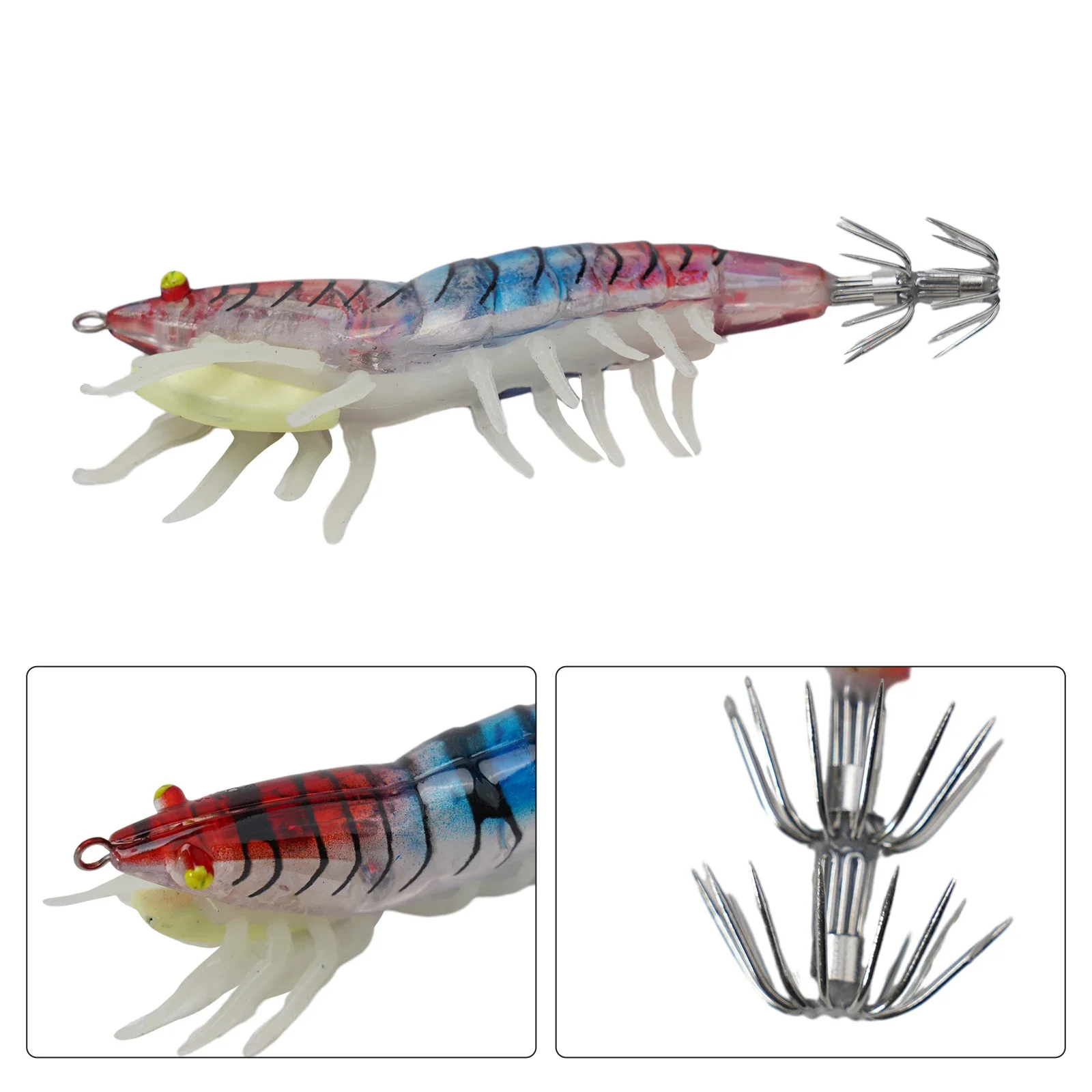 

Fishing Squid Bait Lure Hook 3.0# Bait Baits Fishing Hook Lure Realistic 3D Eyes Shrimp Soft Leg Wood High Quality New