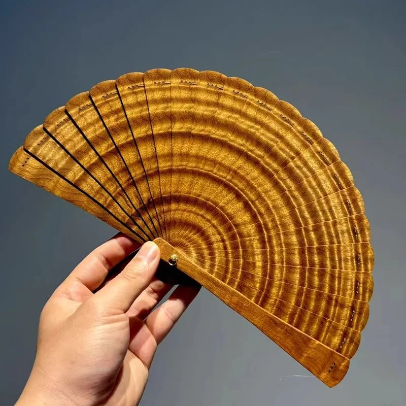 Golden Nanmu Fan Antique Folding Fan Su Fan Portable 15cm Small Size 16