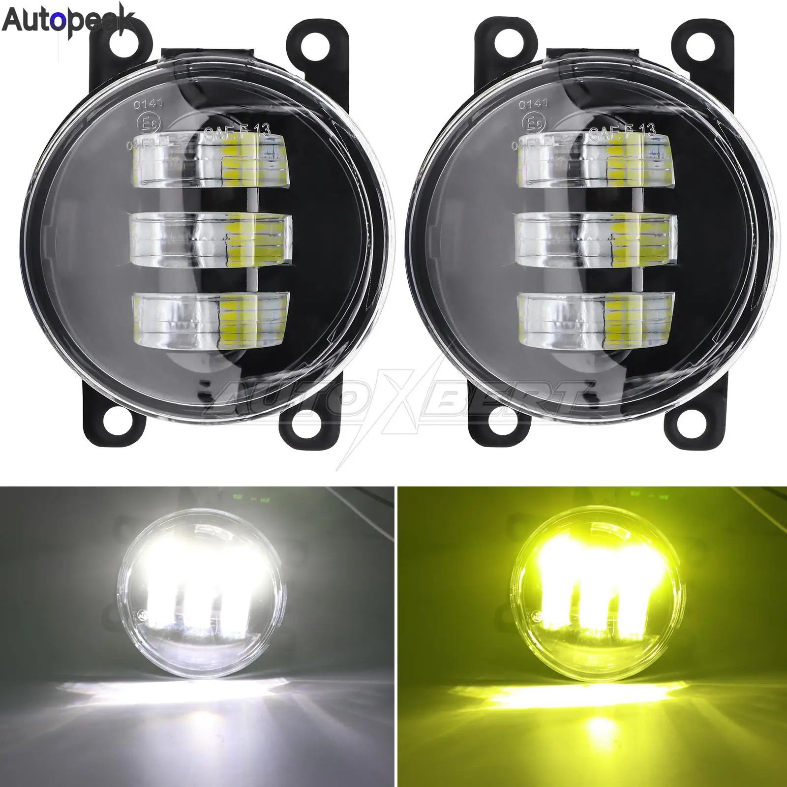 

LED Fog Light Assemblies For Citroen Honda Suzuki Isuzu Mitsubishi Renault Car Fog Lamp White& Yellow Free Switch 12V Waterproof