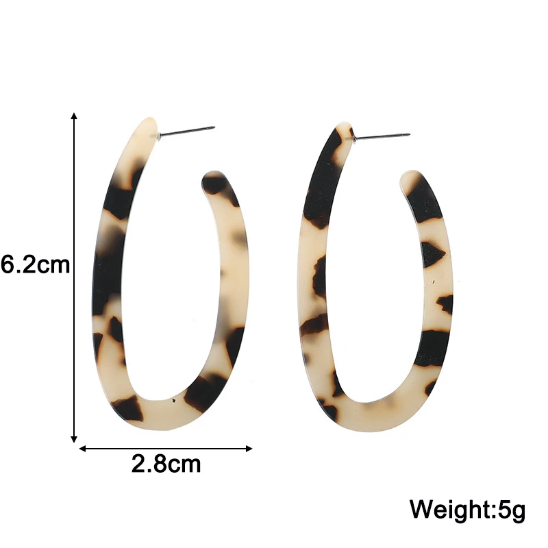 U Shaped Leopard Women's Dangle Earrings Brown Beige Acrylic Random Leopard Dot Hanging Earrings for Female Bohemian Jewelry