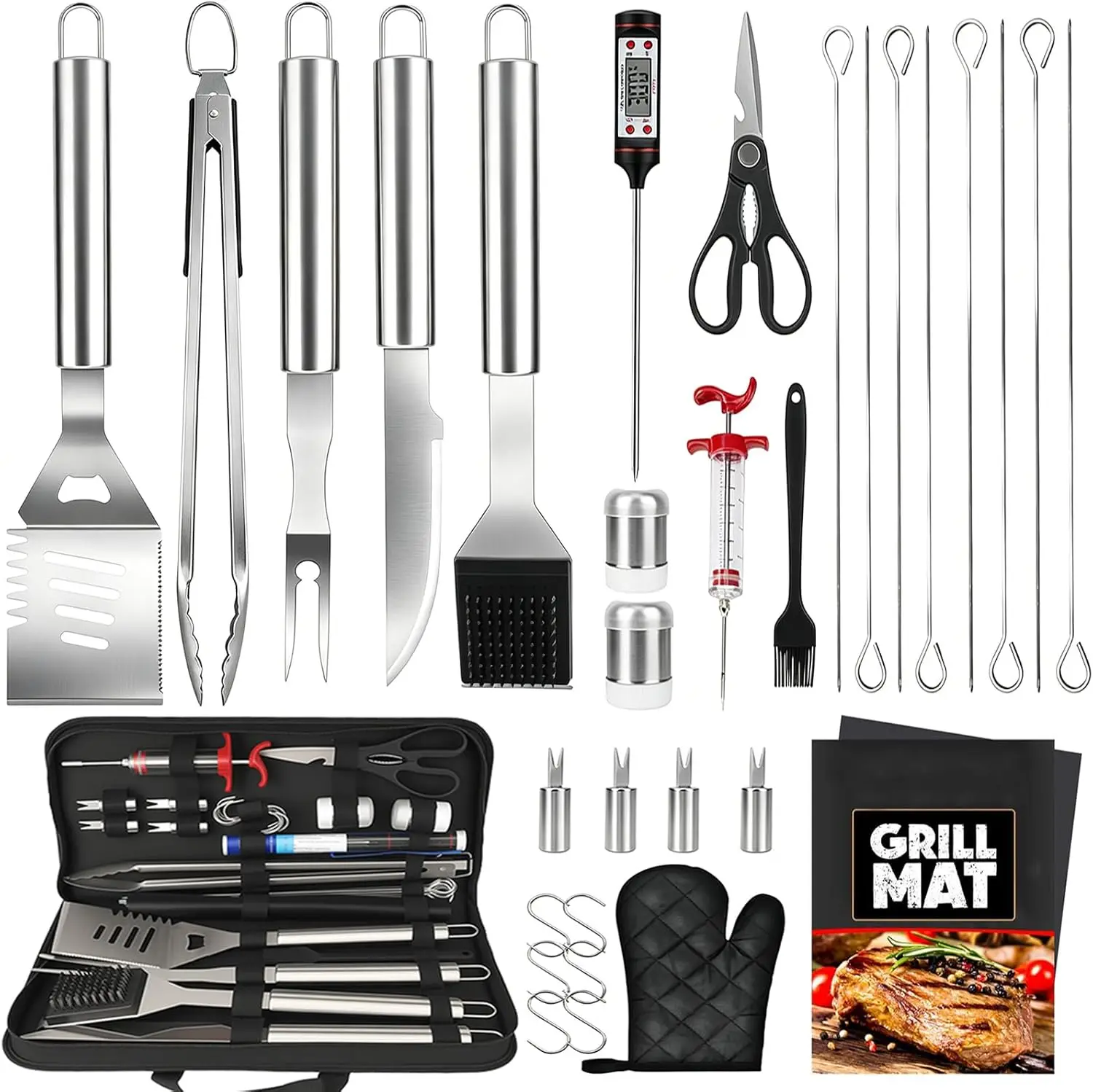 

32-Piece Stainless Steel BBQ Grill Set with Carry Bag, Perfect Grilling Gifts for Men