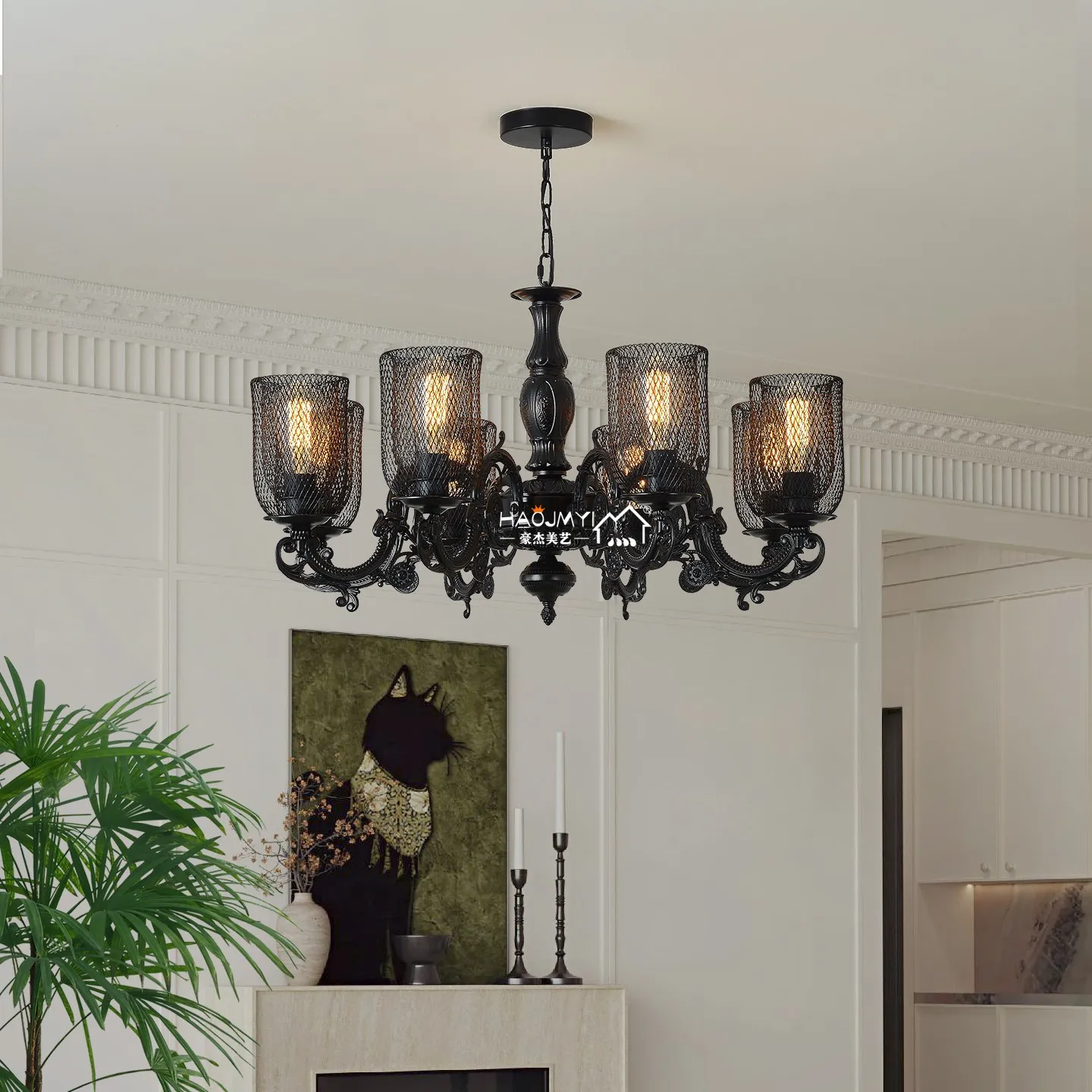 Retro French Living Bedroom Creative Pendant Light American Industrial Bar Cafe Artistic Unique Iron Art Home Lamp Changeable
