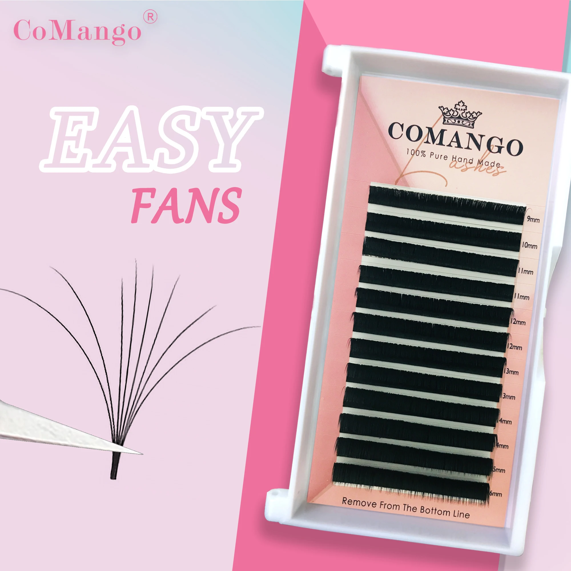 CoMango Extensão de cílios de leque fácil DIY 2d/3d/4d/10d Faux Mink Blooming Extensões de cílios 0,03/0,05/0,07 cílios de maquiagem