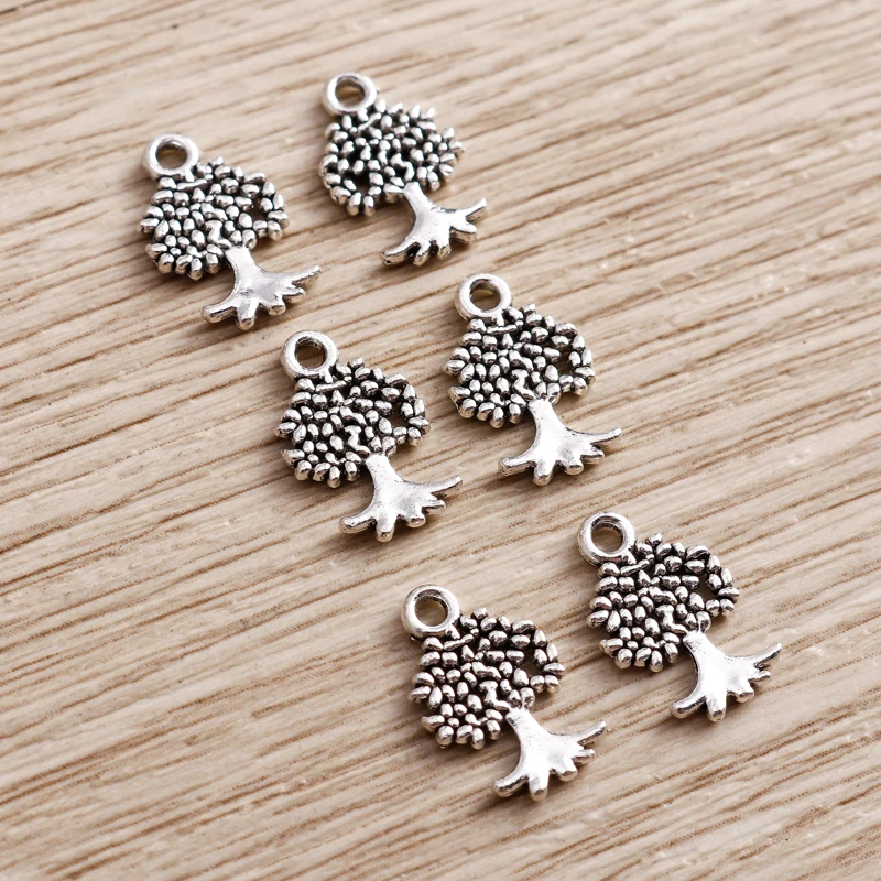 Tusember 50 Stück Legierung Niedliche Metall-Baum-Anhänger für Halsketten, Ohrringe, Armbänder, Modischer Handgefertigter Schmuck zum Selbermachen – Detail 2