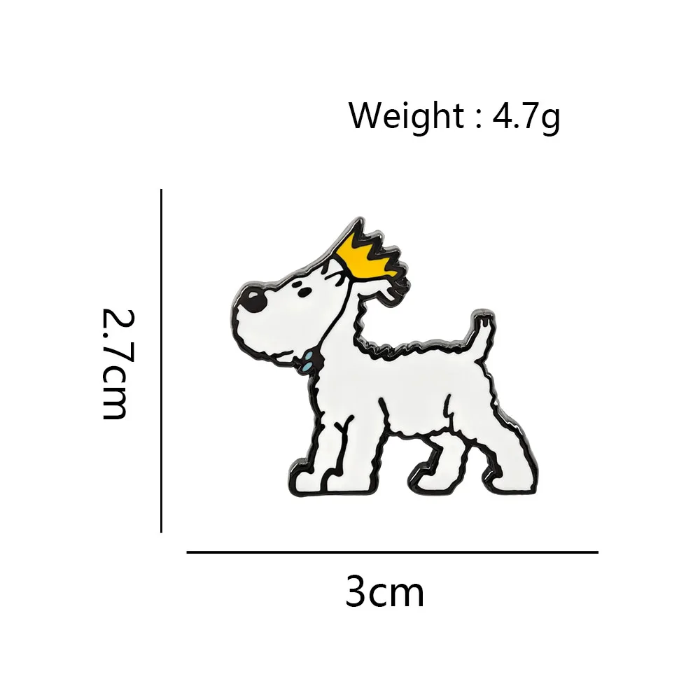 Klassischer Anime-Charakter Schneewittchen Emaille-Pin Niedlicher Hund mit Krone Retro Comic-Peripherie-Abzeichen Rucksack-Anstecknadeln Geschenk – Detail 2