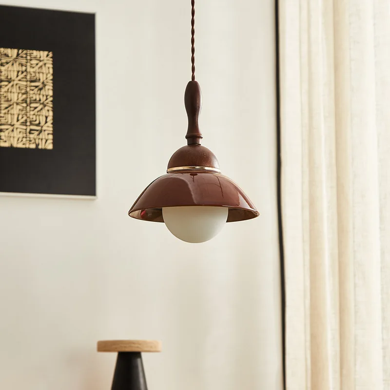 French Style Retro Ceramic Small Pendant Lights Restaurant Bar Counter Cafe Kitchen Bedroom Bedsides Medieval LED Hanging Lamps