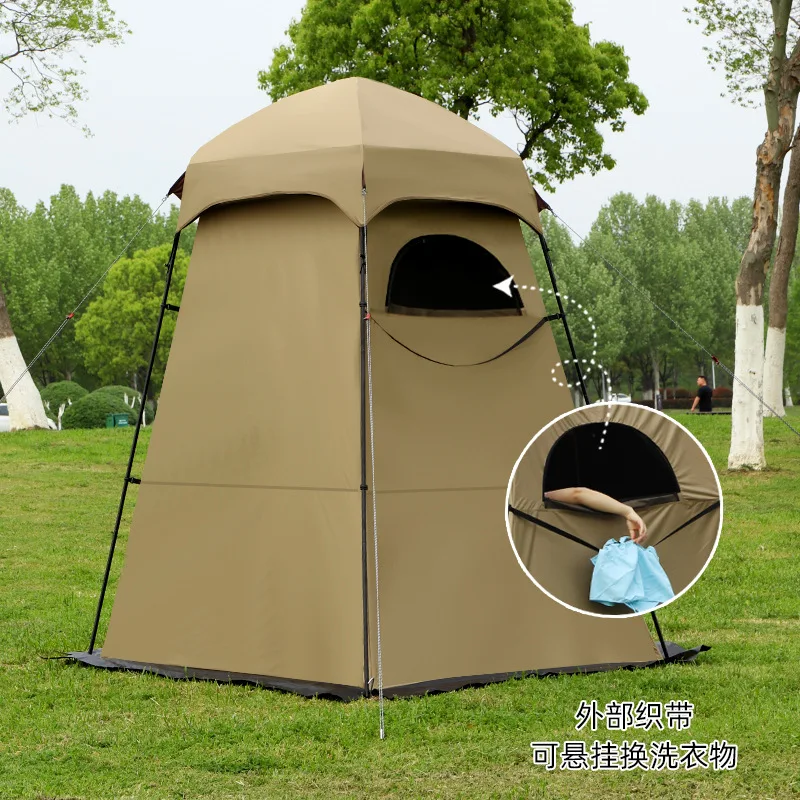 Single Person Shower Changing Tent with Full Blackout Black Coating, Portable Outdoor Sunproof Bathroom and Toilet Shelter