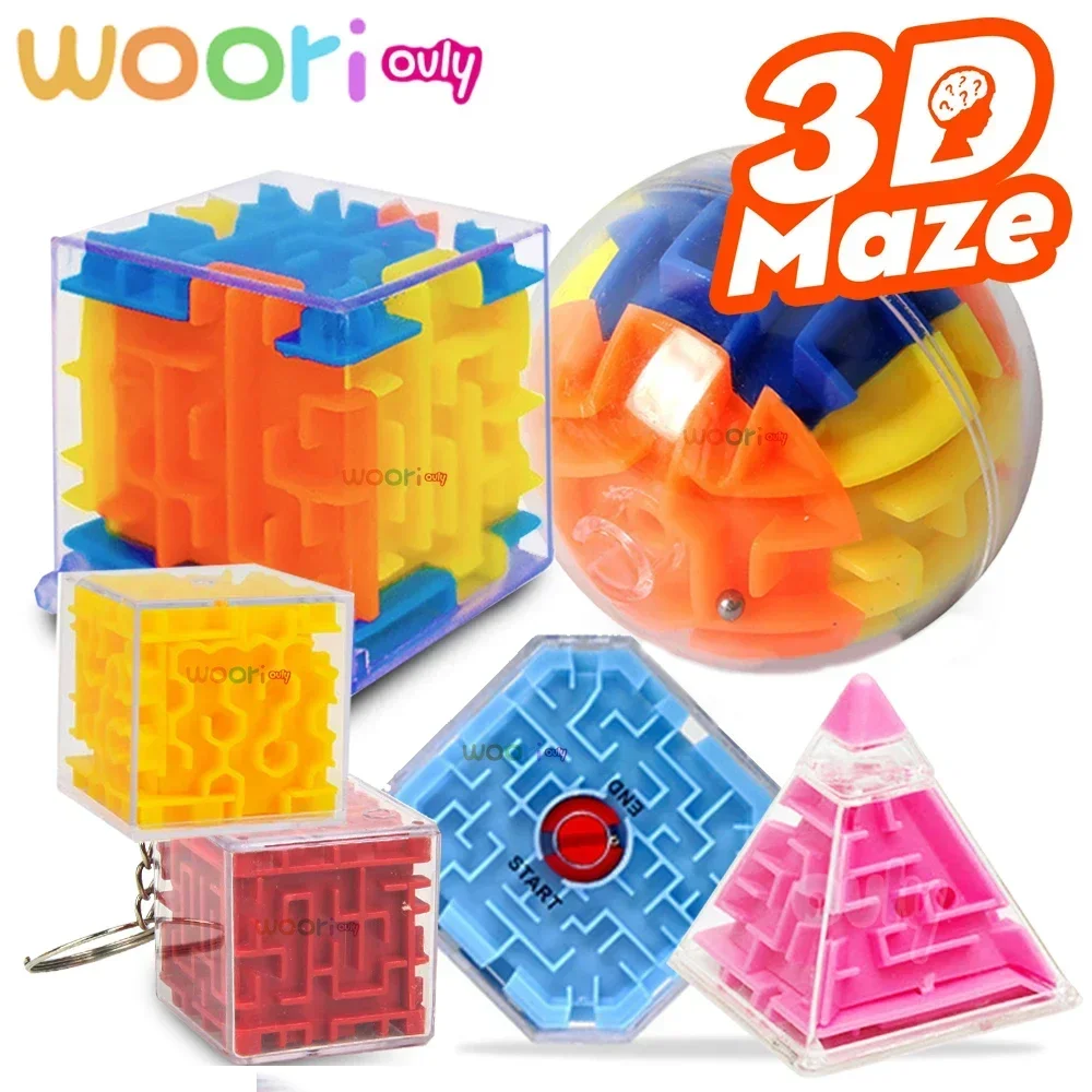 1-3Pcs 3D Maze Cube Transparent Magic Cube Puzzle Speed Matching Anti-stress Toy Rolling Ball Game Cube Maze Children Education