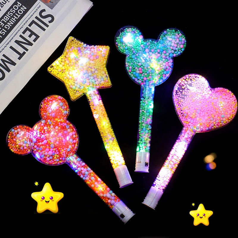 ไม้กายสิทธิ์วิเศษลูกบอลโฟมเกล็ดหิมะหลากสีสัน ไม้กายสิทธิ์นางฟ้ากลิตเตอร์น่ารัก ไม้กายสิทธิ์วิเศษรูปดาวรูปหัวใจเรืองแสง อุปกรณ์ประกอบฉากสำหรับงานปาร์ตี้วันเกิดและคอนเสิร์ต