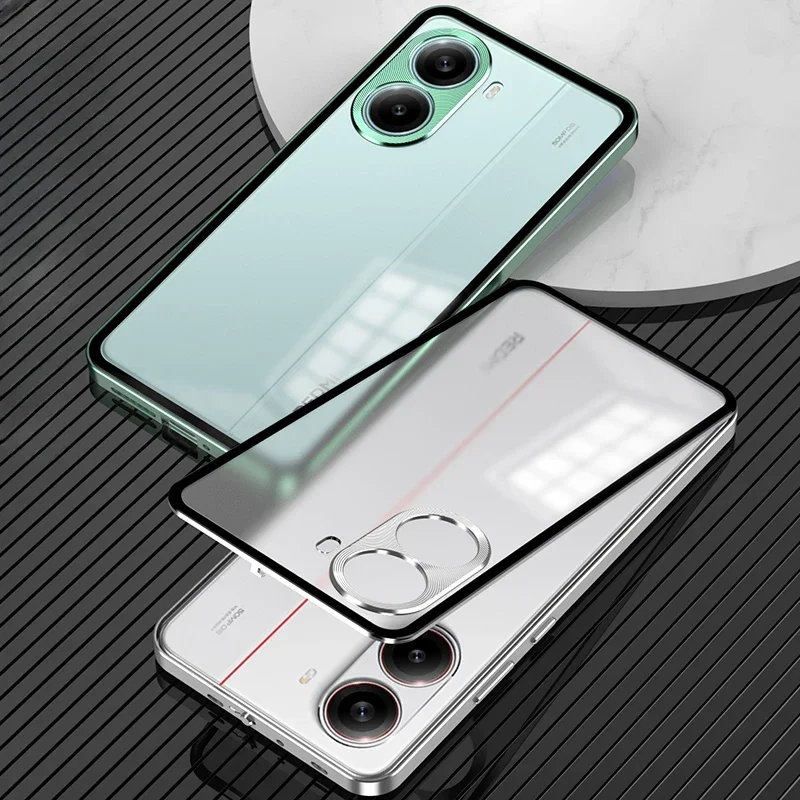 For POCO X7 Pro Case Luxury Metal Frame Matte Glass Back Cover For Redmi Turbo 4 Single-sided Snap-on Shockproof Bumper Funda