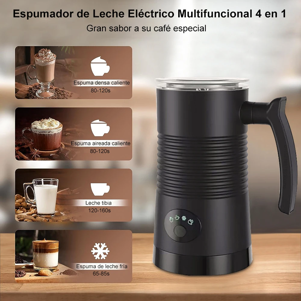 Espumador de leche eléctrico, máquina de espuma de leche para café, capuchino, Latte, 4 en 1, espuma caliente y fría, Espumador de leche automático