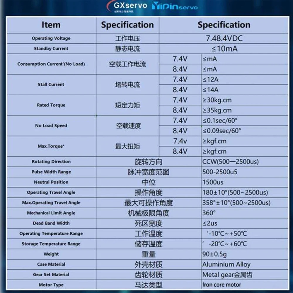 40KG Digital Servo High Torque Metal Gear IP67 Waterproof 180/270 Degree for 1:8 1:10 TRX6 Scx10 RC Crawler Car Robot YP3240MG