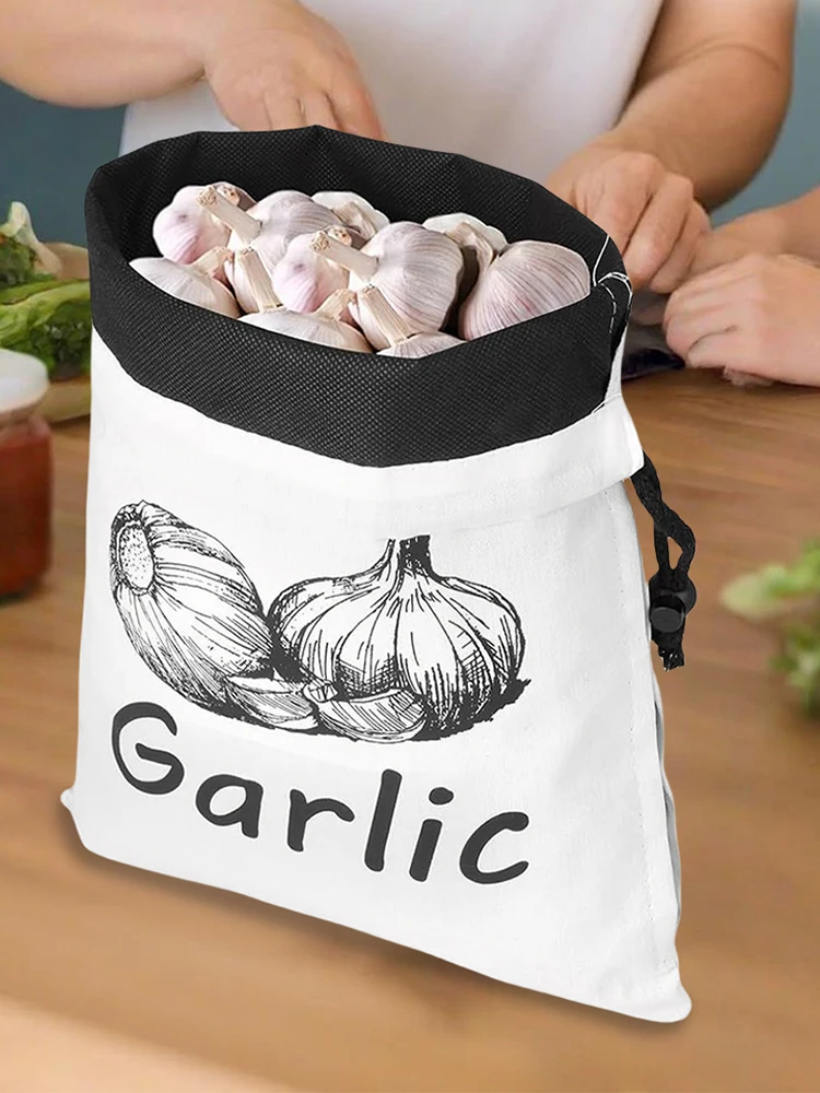 Canvas Onion and Potatoes Storage Bag Reusable Sack Drawstring Large Food Container Vegetable Bins for Fruits Pantry Grocery
