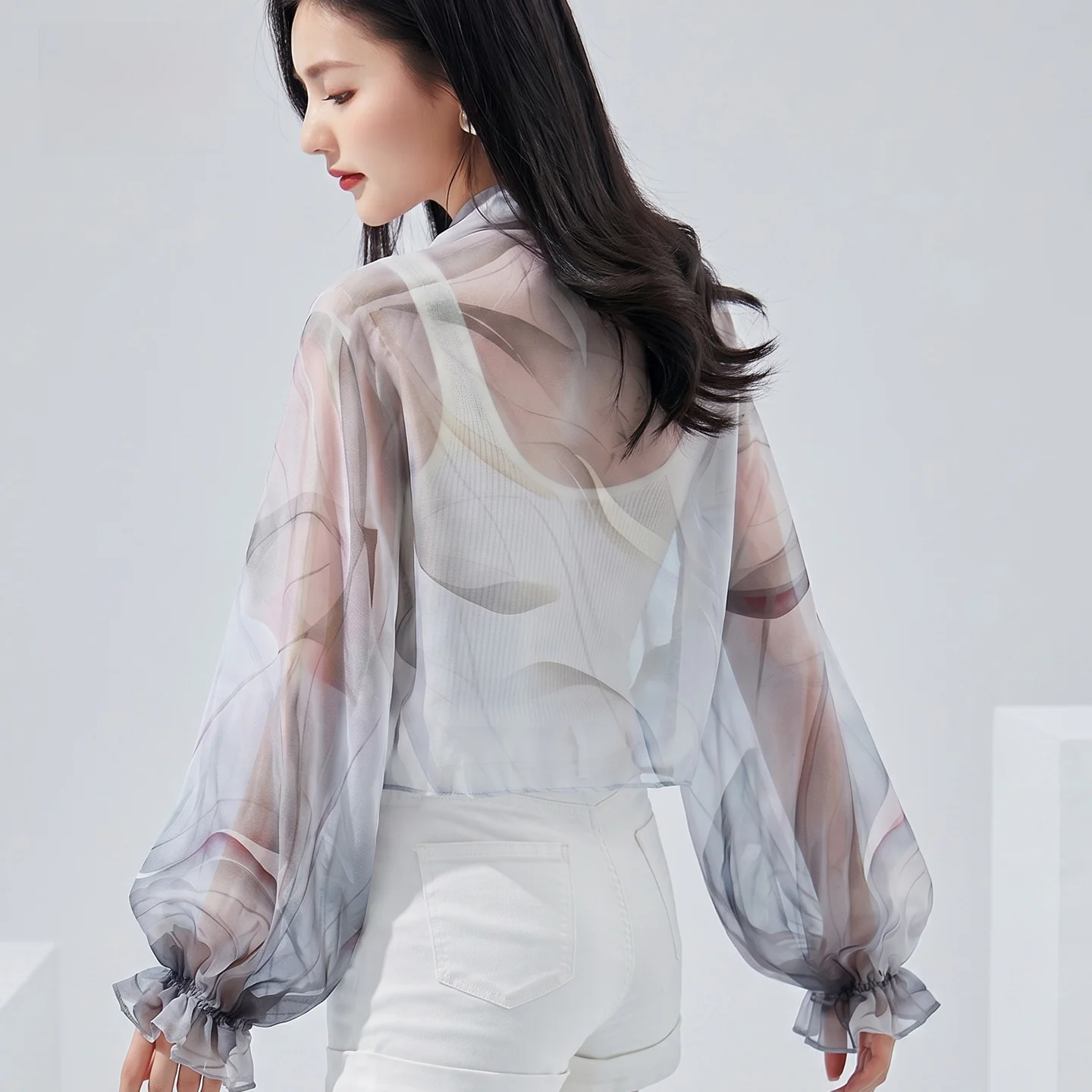 baihe-grey-silk-sunscreen-clothing-silk-chiffon-shawl-breathable-outerwear-youth-and-middle-aged-summer-casual-wear