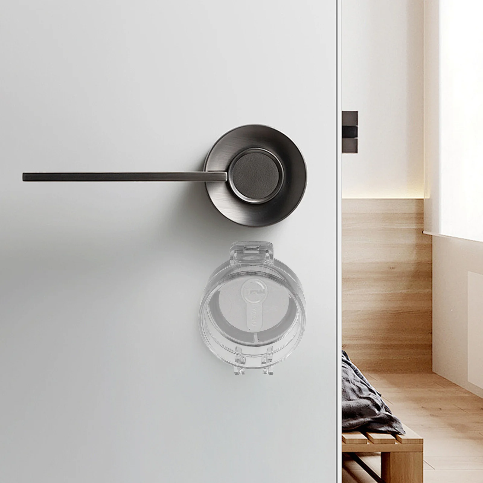 3 قطعة غطاء قفل باب سلامة الطفل واضح دفع زر حامي الطفل ديدبولت الحرس قفل الباب الشفاف السلامة للمنزل #6