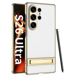Premium electroplated leather camera protection phone case For Samsung Galaxy S26 Ultra/S24/S25Ultra stand housing GKK quality