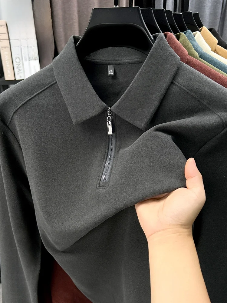 

Мужская двусторонняя флисовая футболка с длинным рукавом на молнии, комфортная, теплая, базовый слой, для повседневной носки