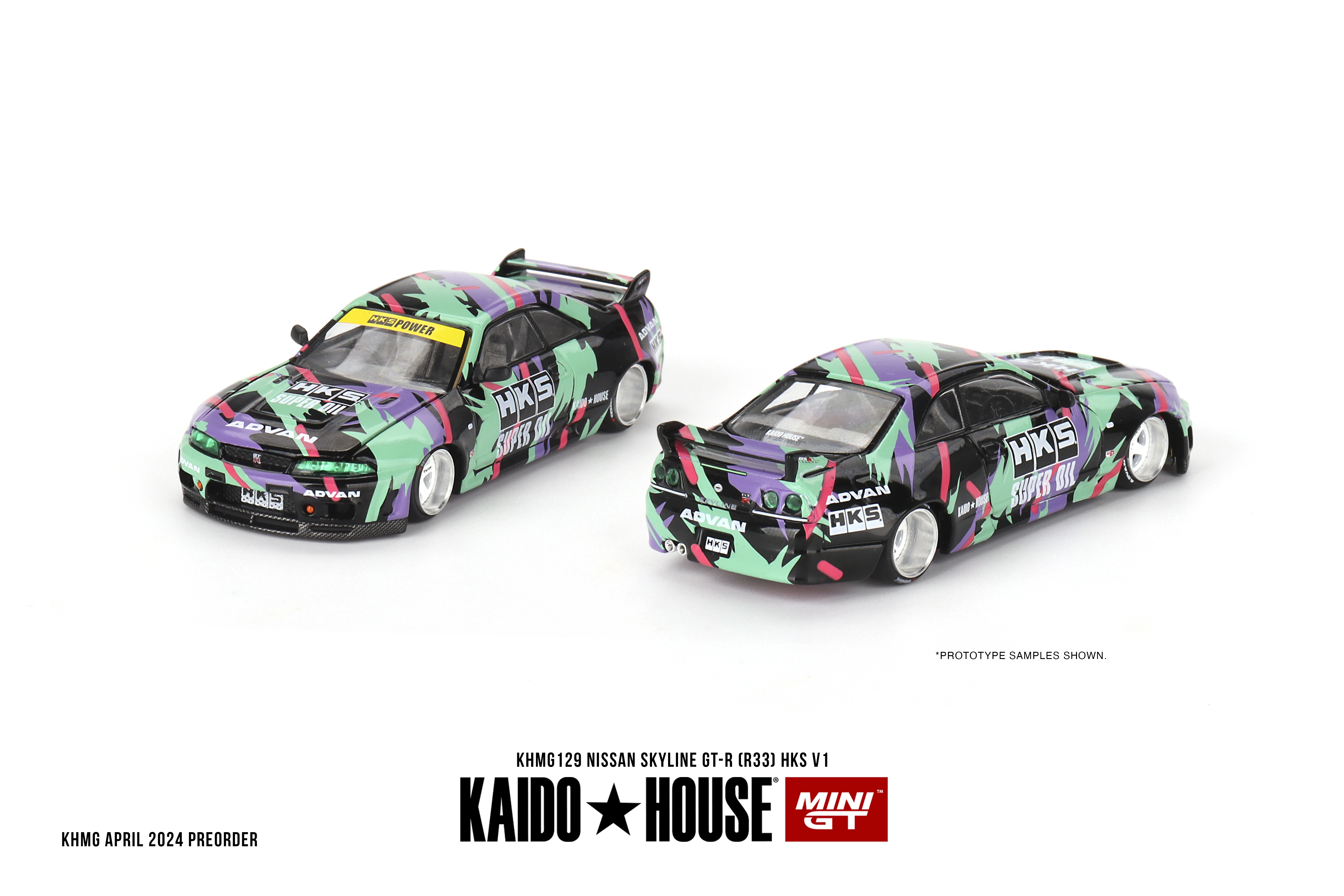 Kaido House + MINIGT Skyline GTR R33 HKS V1 KHMG129 Diecast Model Car