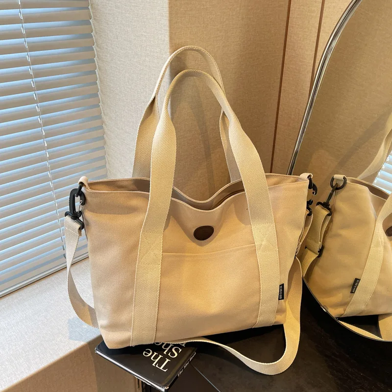 

Повседневная большая сумка в корейском японском стиле для женщин, дизайнерская роскошная сумка большой вместимости, модная холщовая сумка через плечо, стильная ленивая сумка