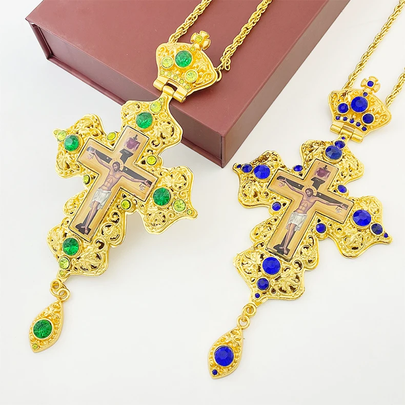 HTISOK Religiöses griechisch-orthodoxes Kirchen-Brustkreuz mit Hohlmuster für die Ordination von Priestern – Detail 2